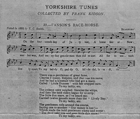 Score, lyrics "I'Anson's Racehorse"